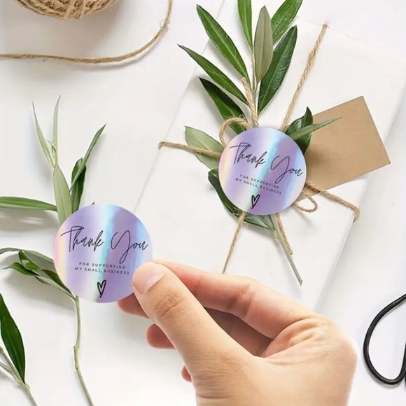 1000 Count 1 Inch Round Holographic Thank You Stickers - Picture 4 of 5